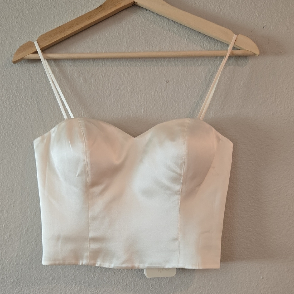 White Satin Bustier Crop Top - Women's